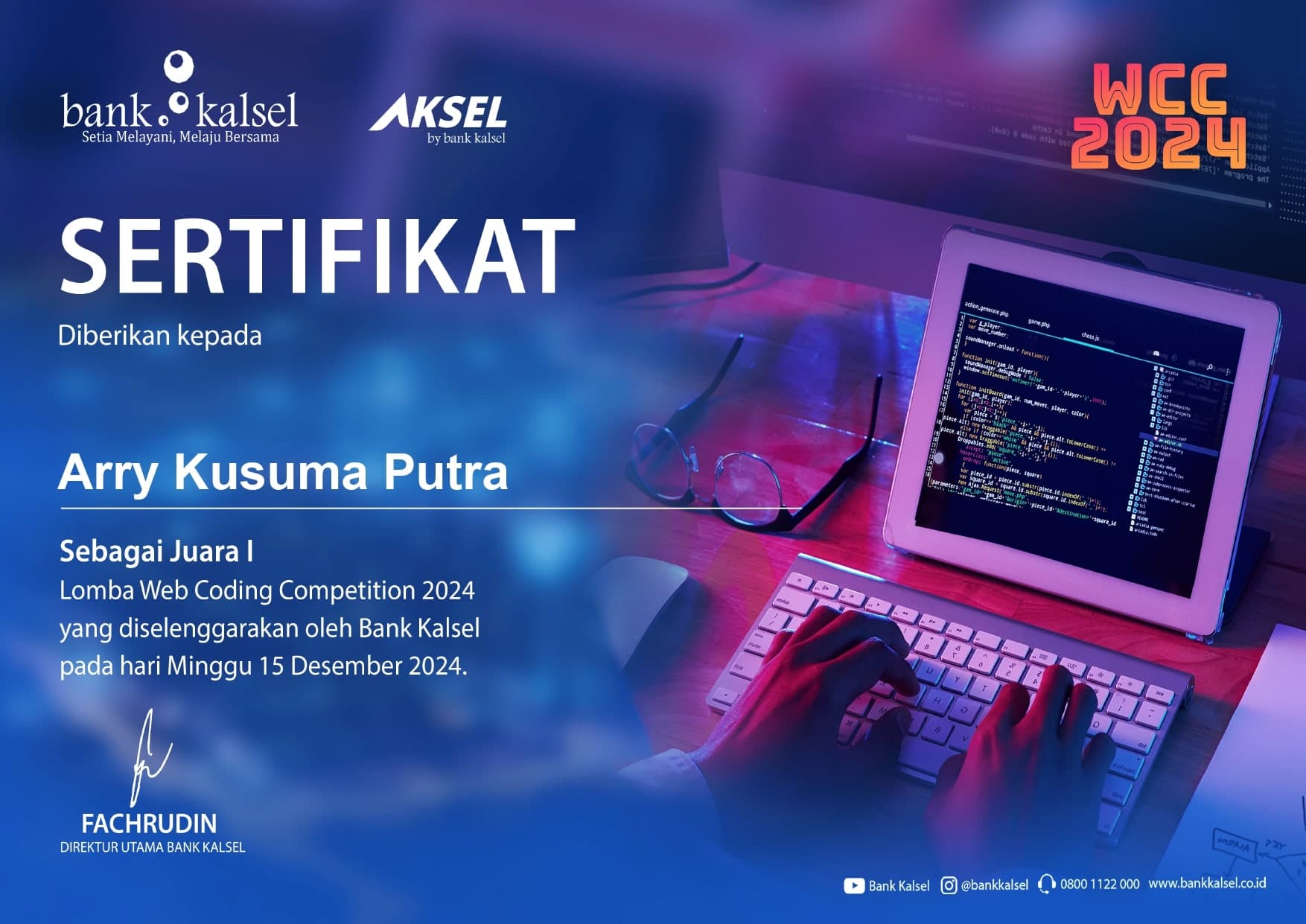 Bank Kalsel Certificate